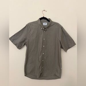 NN07 No Nationality Men’s Gray Button Down Shirt XL Causal Cotton Short Sleeve